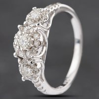 Pre-Owned 14ct White Gold 0.70ct Brilliant Cut Diamond Triple Cluster Ring 4312235