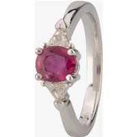 Pre-Owned 14ct White Gold Three Stone 0.90ct Ruby and 0.20ct Diamond Ring 4312247