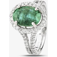 Pre-Owned 14ct White Gold Emerald and Diamond Ring