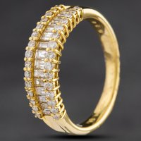 Pre-Owned 18ct Yellow Gold 0.86ct Diamond Three Row Ring 4312290