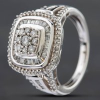 Pre-Owned 9ct White Gold 1.00ct Diamond Cushion Cluster Ring 4312342