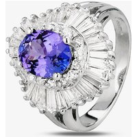 Pre-Owned 14ct White Gold Tanzanite and Diamond Ballerina Ring 4312351