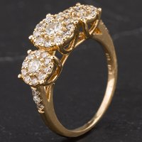 Pre-Owned 14ct Yellow Gold Triple Brilliant Cut Diamond Cluster Ring 4312430