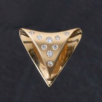 Pre-Owned 14ct Yellow Gold 0.25ct Brilliant Cut Diamond Triangular Textured Loose Pendant 4314029