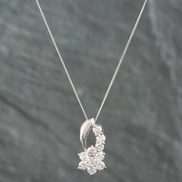 Pre-Owned Platinum 1.00ct Diamond Cluster Pendant and 18 Inch Curb Chain 43141044