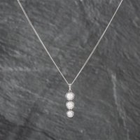 Pre-Owned Platinum 1.00ct Brilliant Cut Diamond Graduated Pendant and 16 Inch Curb Chain 43141233