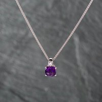 Pre-Owned 9ct White Gold Amethyst and Cubic Zirconia Pendant and 16 Inch Spiga Chain 43141291