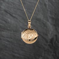 Pre-Owned 9ct Yellow Gold Round Engraved Locket Pendant and 18 Inch Curb Chain 43141300