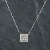 Pre-Owned 14ct White Gold 0.66ct Diamond Pendant and 18 Inch Trace Chain 4314152