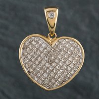 Pre-Owned 14ct Yellow Gold 2.63ct Princess Cut Diamond Heart Diamond Loose Pendant 4314158