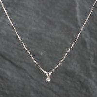 Pre-Owned White Gold 0.10ct Brilliant Cut Diamond Pendant and 18 Inch Trace Chain 4314188