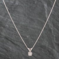 Pre-Owned White Gold 0.50ct Brilliant Cut Diamond Pendant and 18 Inch Trace Chain 4314222