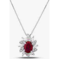 Pre-Owned Platinum 1.80ct Ruby and 0.45ct Diamond Cluster 18 Inch Necklace 4314252