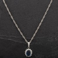 Pre-Owned Platinum Diamond Sapphire Pendant 4314467