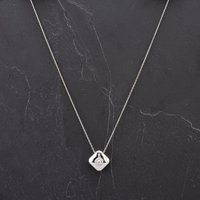 Pre-Owned 14ct White Gold 0.27ct Diamond Square Polished Pendant and 16 Inch Trace Chain 4314536