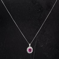 Pre-Owned Platinum Oval 1.79ct Ruby and 0.86ct Diamond Pendant 4314549
