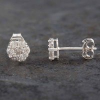 Pre-Owned 9ct White Gold 0.50ct Brilliant Cut Diamond Flower Cluster Stud Earrings 43170101