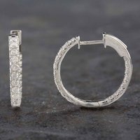 Pre-Owned 14ct White Gold 0.90ct Brilliant Cut Diamond Hoop Earrings 43170126