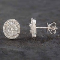 Pre-Owned 14ct White Gold 0.60ct Diamond Oval Stud Earrings 43170128