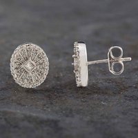 Pre-Owned 9ct White Gold 0.25ct Diamond Oval Stud Earrings 43170129