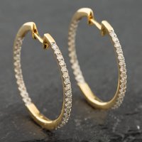 Pre-Owned 9ct Yellow Gold 0.85ct Single Cut Diamond Hoop Earrings 43171050