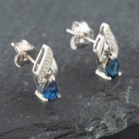 Pre-Owned White Gold 0.52ct Pear Shaped Sapphire and Diamond Stud Earrings 43171055