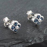 Pre-Owned White Gold 0.66ct Brilliant Cut Sapphire and Diamond Stud Earrings 43171064