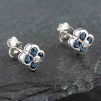 Product photograph of Pre-owned White Gold 0 66ct Brilliant Cut Sapphire Amp Diamond Stud Earrings 43171064 from The Jewel Hut