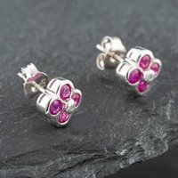 Pre-Owned White Gold 0.66ct Brilliant Cut Ruby and Diamond Stud Earrings 43171065