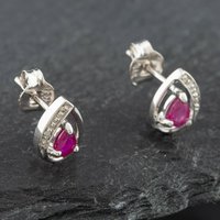 Pre-Owned White Gold 0.35ct Ruby and Diamond Pear Shaped Stud Earrings 43171080