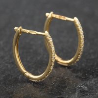 Pre-Owned 9ct Yellow Gold 11.5mm 0.15ct Brilliant Cut Diamond Oval Hoop Earrings 43171169
