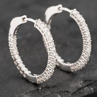 Pre-Owned 14ct White Gold 1.00ct Brilliant Cut Diamond Channel Set Hoop Earrings 43171196