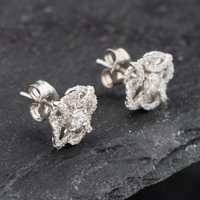 Pre-Owned 14ct White Gold 0.50ct Brilliant Cut Diamond Ornate Cluster Stud Earrings 43171218