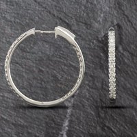 Pre-Owned 14ct White Gold 0.57ct Brilliant Cut Diamond Hoop Earrings 4317128