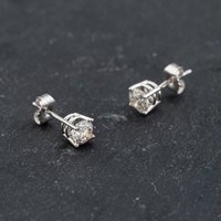 Pre-Owned 14ct White Gold 0.80ct Brilliant Cut Diamond 4 Claw Stud Earrings 43171363