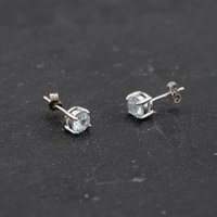 Pre-Owned White Gold 4.5mm Blue Topaz Set Stud Earrings 43171377