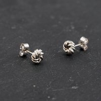 Pre-Owned White Gold 5.5mm Knot Stud Earrings 43171395