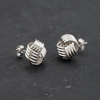 Pre-Owned White Gold 12mm Knot Stud Earrings 43171396