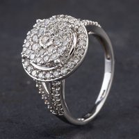 Pre-Owned 9ct White Gold Diamond Tiered Cluster Ring 4328019