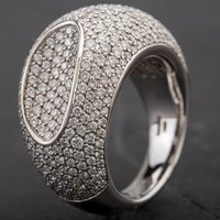 Pre-Owned 18ct White Gold 3.55ct Diamond Large Domed Bucherer Ring 4328195
