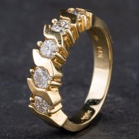 Pre-Owned 14ct Yellow Gold 1.00ct Diamond Five Stone Half Eternity Ring 4328766