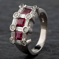 Pre-Owned 14ct White Gold 1.60ct Ruby and 1.25ct Diamond Band Fancy Ring 4335002
