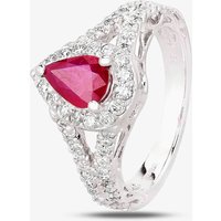 Pre-Owned 18ct White Gold 0.95ct Pear Shaped Ruby and 0.70ct Diamond Cluster Ring 4335021