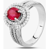 Pre-Owned 18ct White Gold 1.10ct Ruby and 0.60ct Diamond Double Halo Ring 4335036