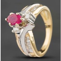 Pre-Owned 14ct Two Colour Gold Ruby and 0.35ct Diamond Dress Ring 43351002
