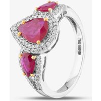 Pre-Owned 18ct Yellow Gold Ruby and Brilliant Cut Diamond Pear Shape Triple Cluster Ring 43351016