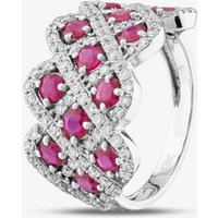 Pre-Owned 18ct White Gold Ruby and Brilliant Cut Diamond Lattice Dress Ring 43351017