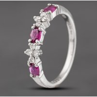 Pre-Owned Platinum Ruby and 0.13ct Brilliant Cut Diamond Half Eternity Ring 43351038