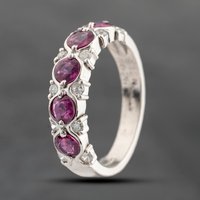Pre-Owned Platinum 1.20ct Ruby and 0.26ct Diamond Half Eternity Ring 43351044