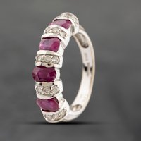 Pre-Owned 18ct White Gold 1.80ct Ruby and 0.27ct Diamond Half Eternity Ring 43351045